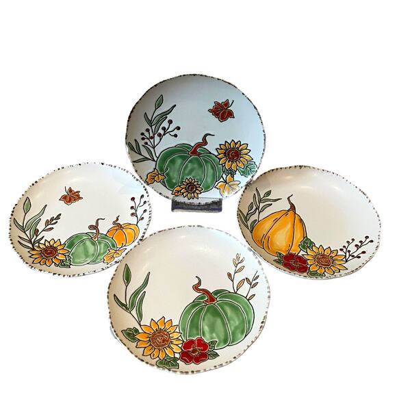 Eli & Ana Pumpkin Appetizer Plates 6in Thanksgiving Fall Harvest Set of 4 New - Picture 3 of 14